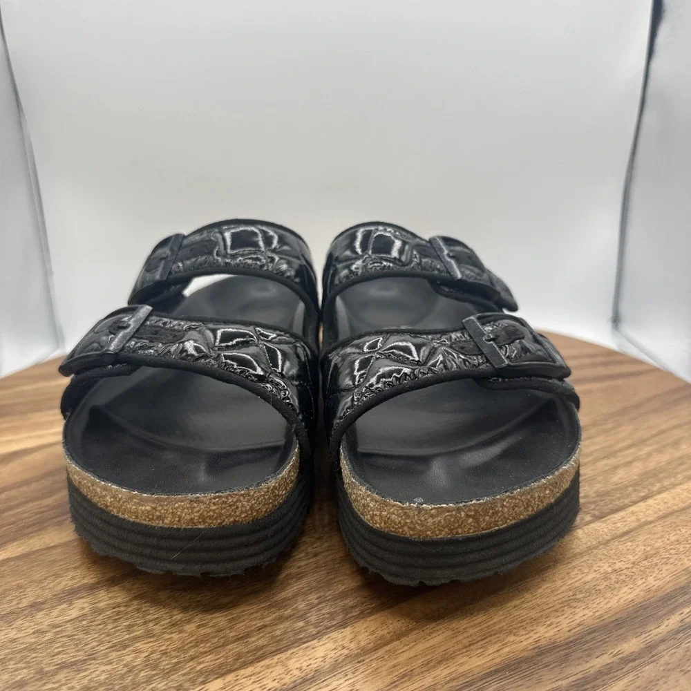 Birkenstock Papillio Arizona Black Quilted Platform Sandals Women's EU 41 US 10